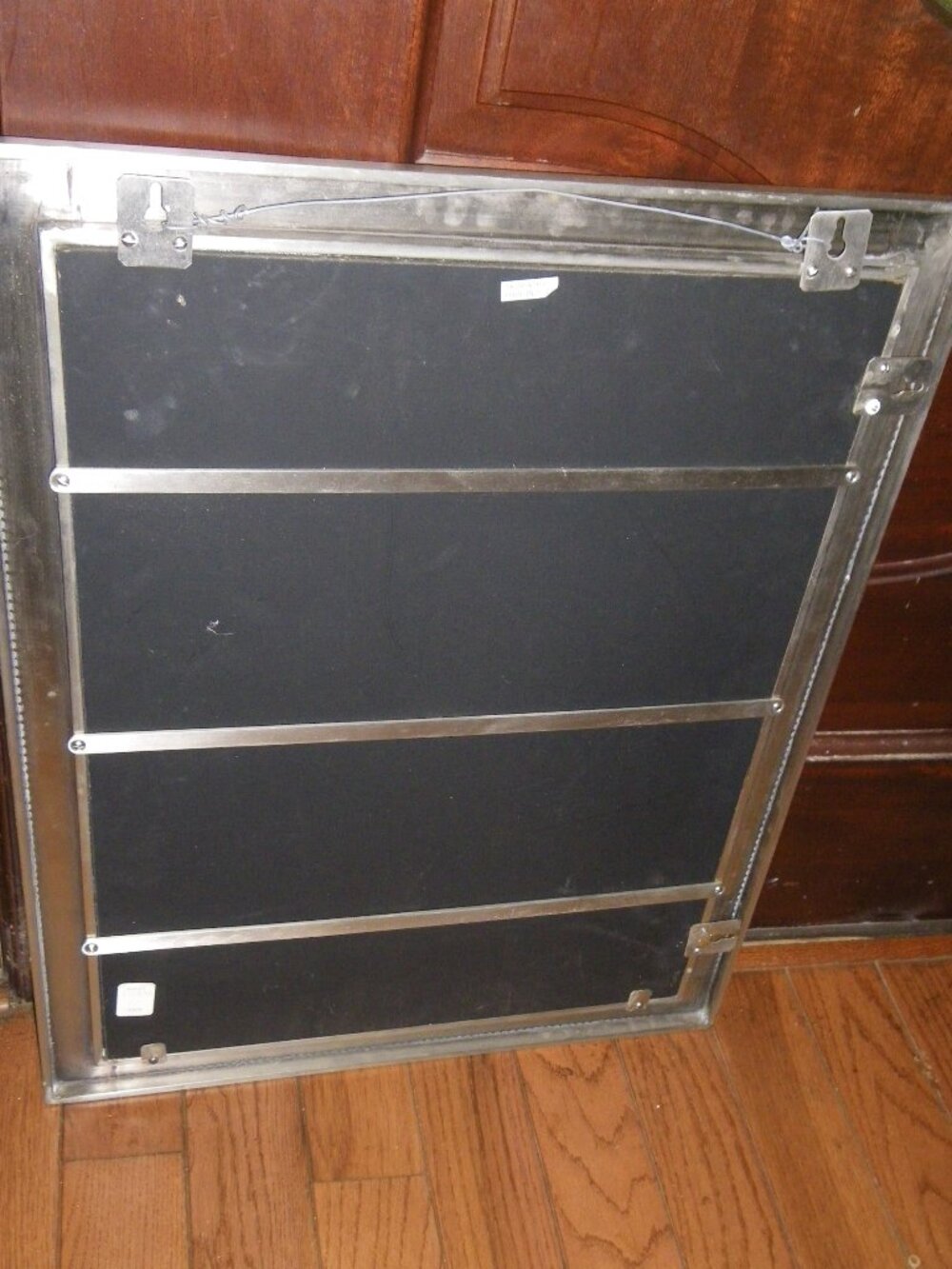 Vintage Large Metal Framed Mirror Brushed Nickle Finish Made in India 25” x 20” - Picture 4 of 5